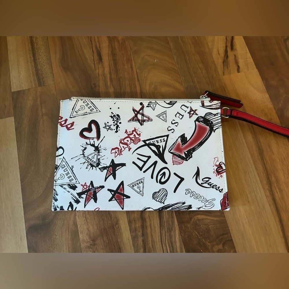 Guess Graphic White and Red Clutch - Picture 3 of 7